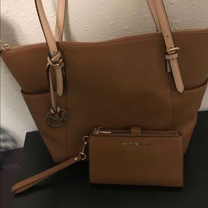 Mk Brown Bag with matching wallet